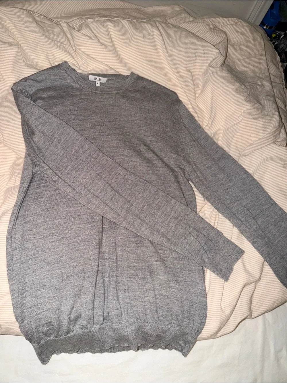 Reiss Men's Gray Marled Crewneck Sweater